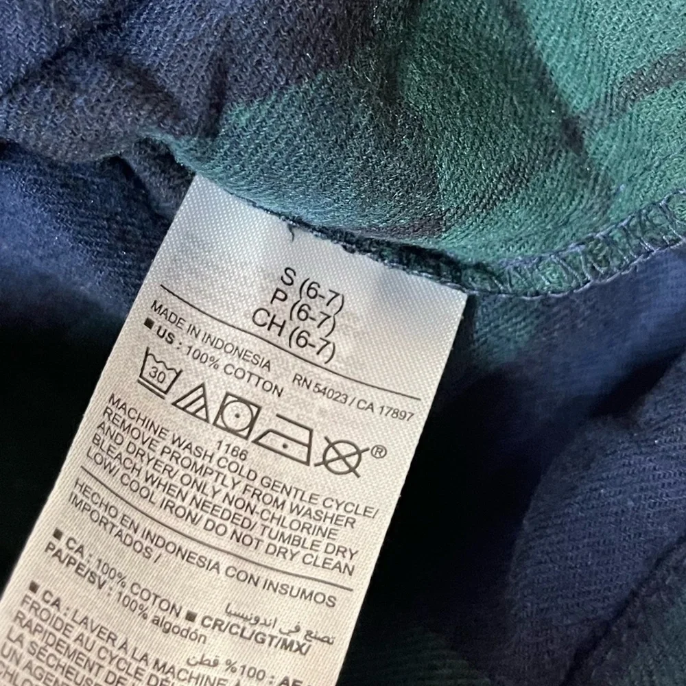 Old Navy Girls S 6/7 Blue Green Plaid School Preppy Lumberjack Fall Winter Dress